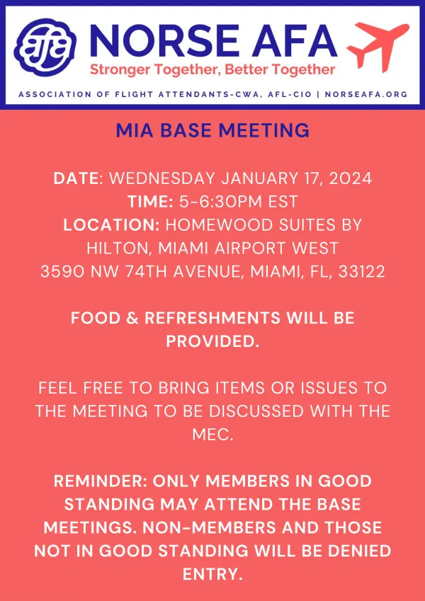 MIA Base Meeting Information