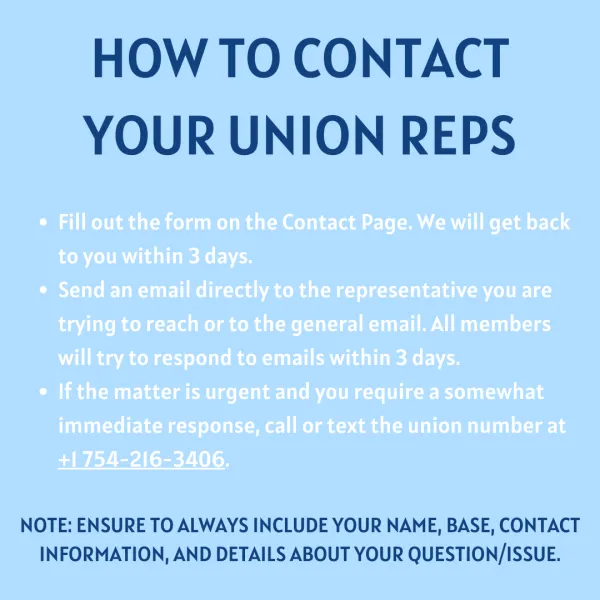 list of ways to contact union reps